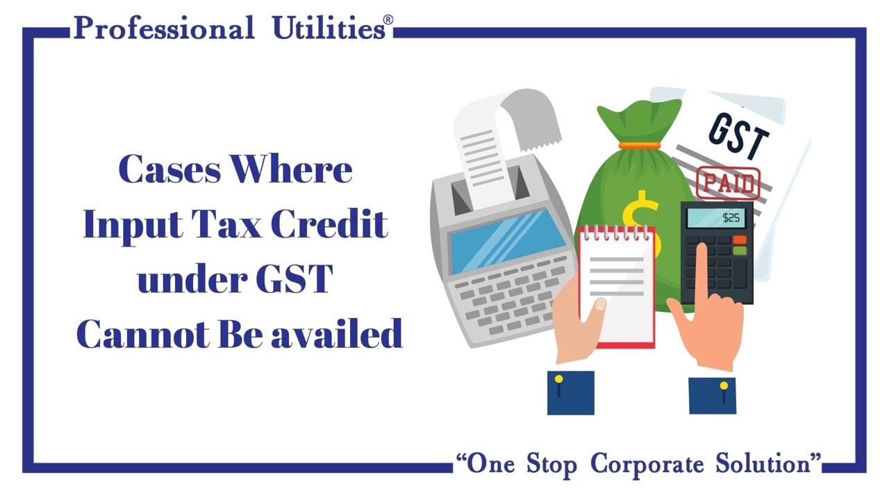 Input Tax Credit under GST Cannot Be Availed Professional Utilities
